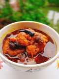 Fish egg fritters in tamarind chutney