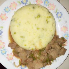 A picture of Mukimo with liver#authormarathon#my mum's recipe contest.