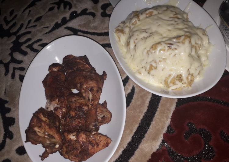Mashed potatoes and oven grilled chicken