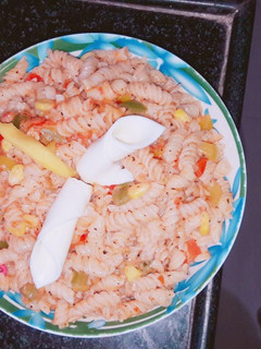 A picture of Mango and tomato sauce veg pasta.