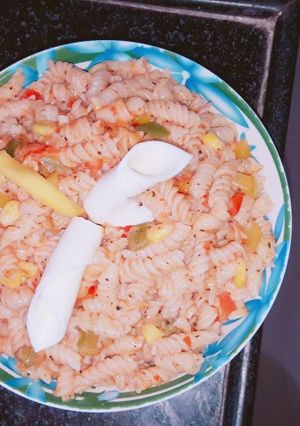 A picture of Mango and tomato sauce veg pasta.