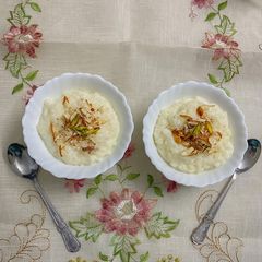 A picture of Syrian Rice Pudding.