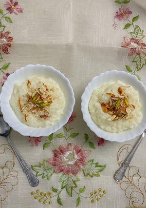 A picture of Syrian Rice Pudding.