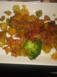 A picture of New York Steak-Onions With Broccoli.