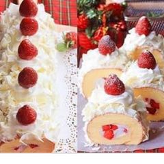 A picture of White Forest Roll.#mycreativewhitefo4estrecipe.