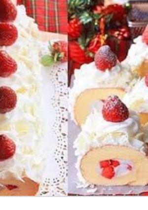 A picture of White Forest Roll.#mycreativewhitefo4estrecipe.
