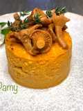 Flan di patate americane dal cuore filante con funghi finferli