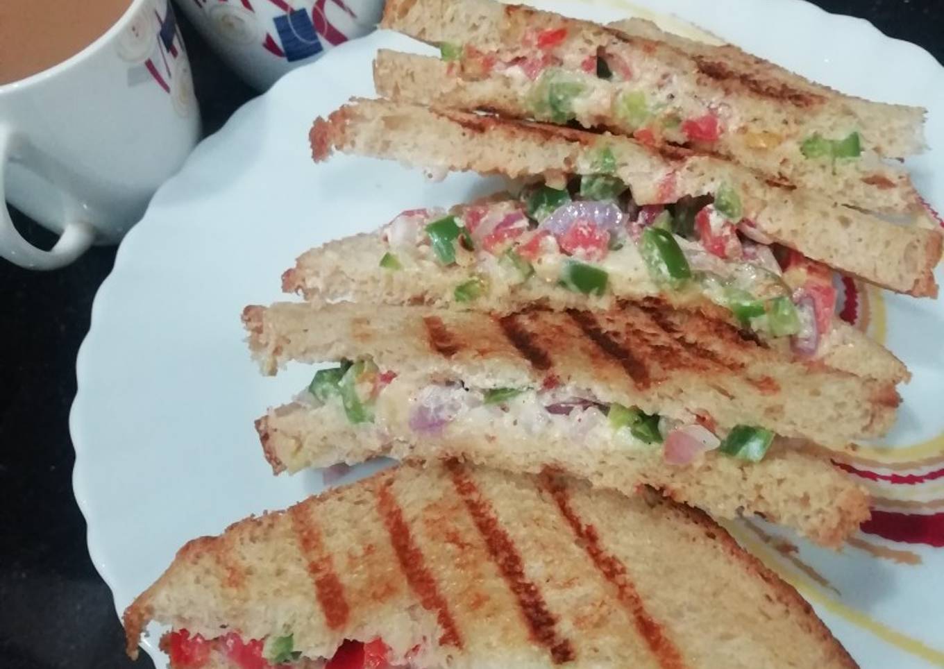 Mayonnaise and Mixed Veg Sandwich