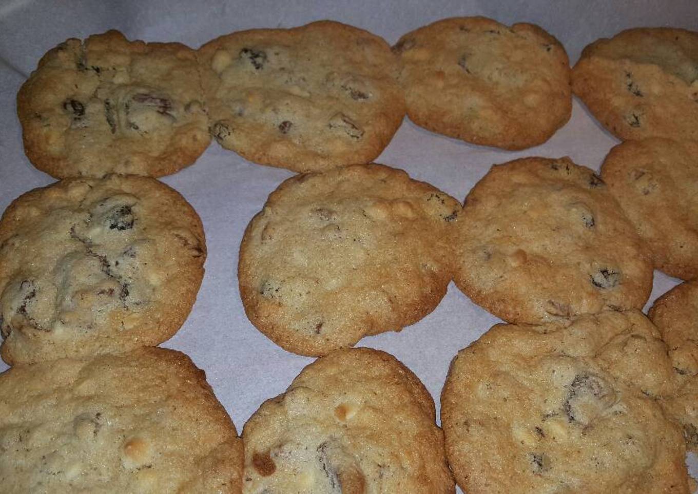Raisins,white chocolate, pecan, and crown royal cookies