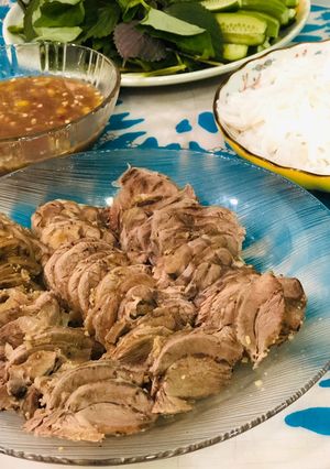 Hình của món Bắp bò luộc gừng sả.