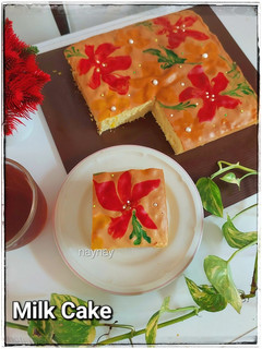 Foto resep Milk Cake (Bolu Susu Topping Lukis Bunga)