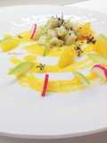Tartare di baccalà con crema di carote e arance