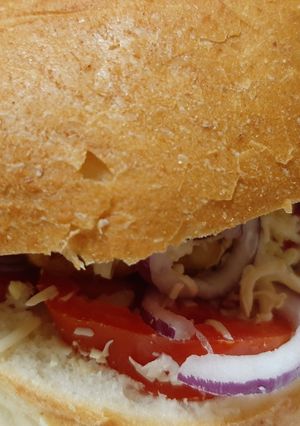 A picture of Bread with cutlets(very simple and healthy food).