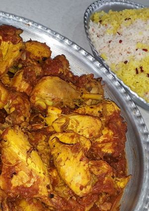 عکسی از دستور زرشک پلو با مرغ زعفرانی