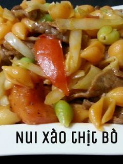 Hình của món Nui Xào Thịt Bò.