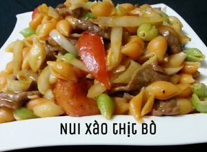Hình của món Nui Xào Thịt Bò.