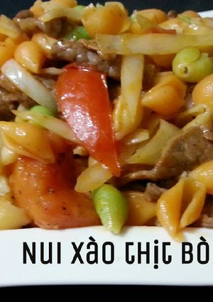 Hình của món Nui Xào Thịt Bò.