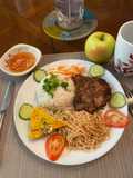 Vietnamese Broken Rice with Grilled Pork Chop, Shredded Pork, and Egg Meatloaf (Cơm tấm sườn bì chả)