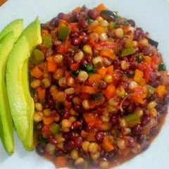 A picture of Githeri served with ovacado.