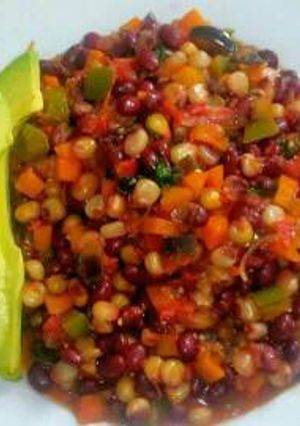 A picture of Githeri served with ovacado.