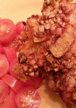 Una foto de Alitas de pollo rebosadas con doritos y avena