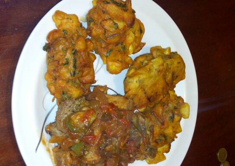 Bhajia and pork stew