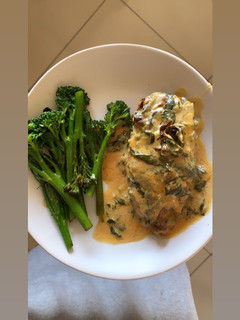 A picture of Keto Friendly - Chicken in Spinach Cheese sauce Baked.