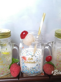 A picture of Lychee Mojito, Lychee Almond Milshake, Lychee Juice.