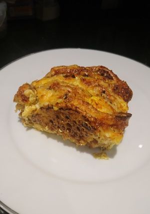 A picture of Cheesey marmite crumpet bake.