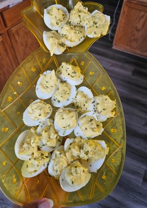 A picture of Deviled eggs.