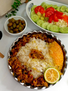 عکسی از دستور زرشک پلو با مرغ ریش ریش