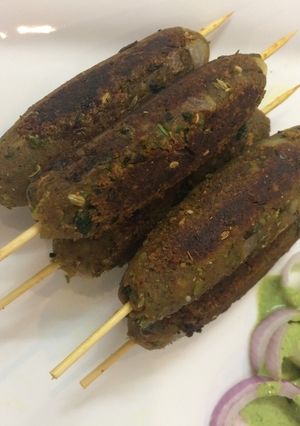 A picture of Soya seekh kebabs.