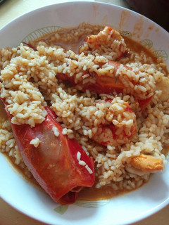 Una foto de Arroz caldoso con carabineros y vieiras
