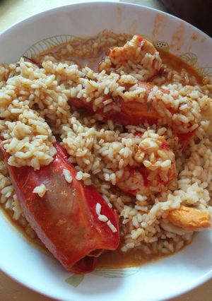 Una foto de Arroz caldoso con carabineros y vieiras