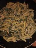 Penne with salmon spinach and courgette