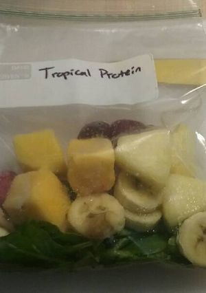 A picture of Tropical Protein Breakfast Smoothie.