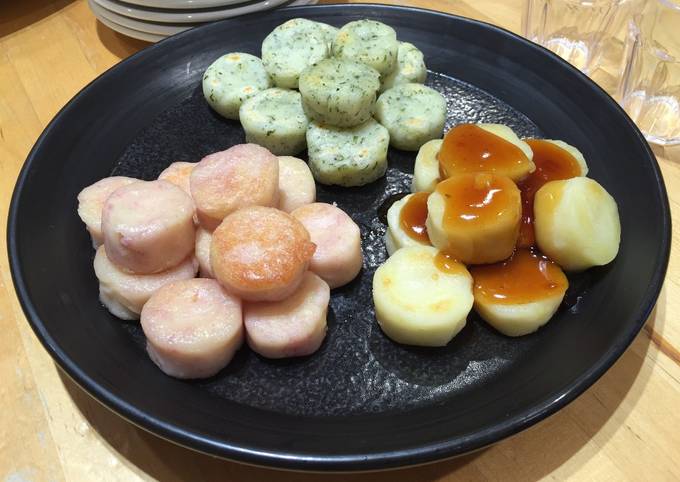 Simple Way to Prepare Favorite Three colors Imo-mochi (Potato rice cake)