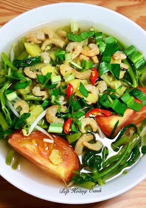 Hình của món Canh Chua Rau Muống Nấu Tôm Khô.