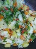 Tumis/oseng Sawi Putih/Sawi Cina (kentang+Wortel+Kubis)