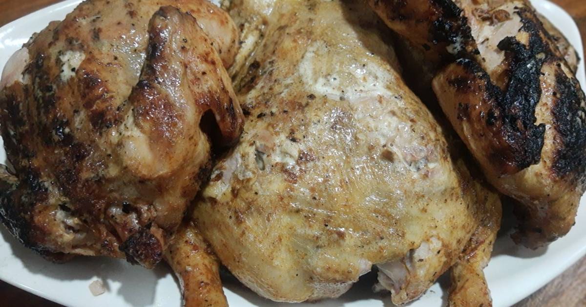 Pollos entero asados al carbón Receta de Bendecido- Cookpad