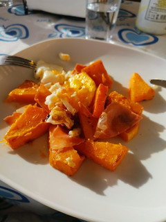 Una foto de Calabaza con jamón y huevo
