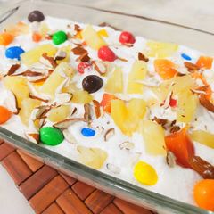 A picture of Pineapple delight with m&m bunties.