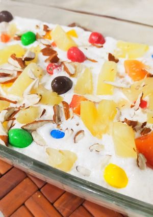 A picture of Pineapple delight with m&m bunties.