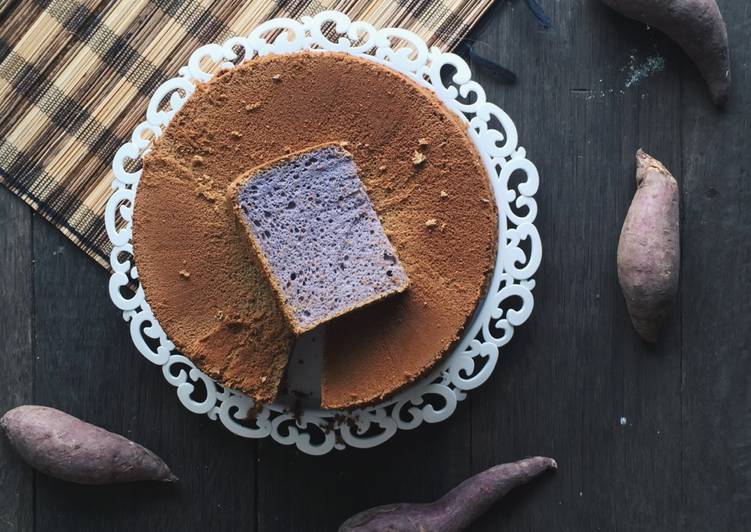 Purple sweet potato chiffon cake (chiffon ubi ungu tanpa Baking Powder)