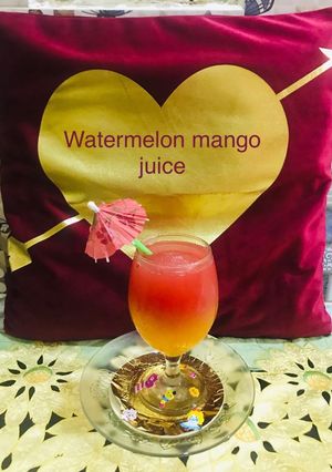 A picture of Watermelon 🍉 mango juice.