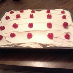 A picture of Cherry Jello Poke Cake.