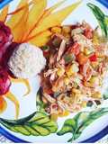 Ensalada primavera con puré de plátano