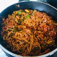 A picture of Not so boring Indomie bachelor go-to meals.