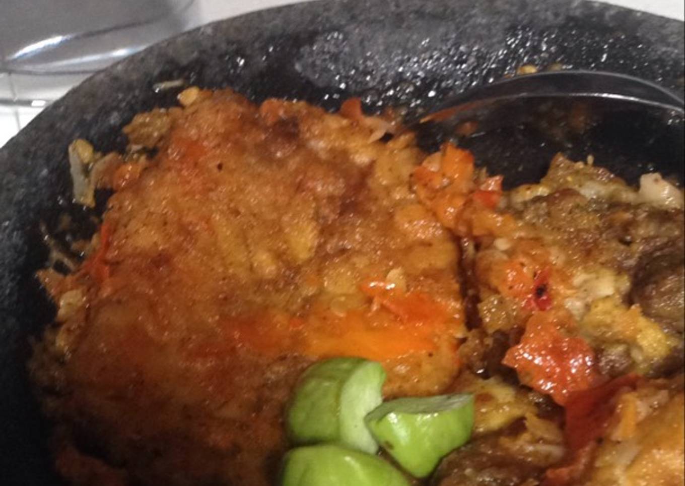 Geprek ayam dan tempe Sambal bawang