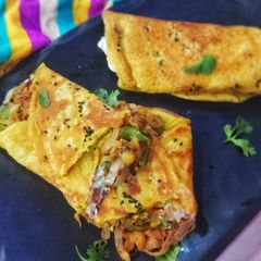 Besan Rolls with Shami Kabab filling A picture of Besan Rolls with Shami Kabab filling.